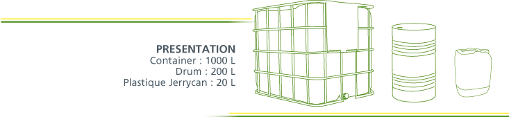 Presentation : Container, drum, plastic jerrycan